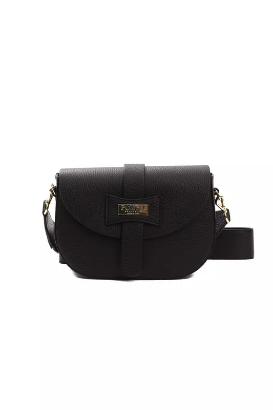 Pompei Donatella Schwarze Leder Damen Crossbody Tasche