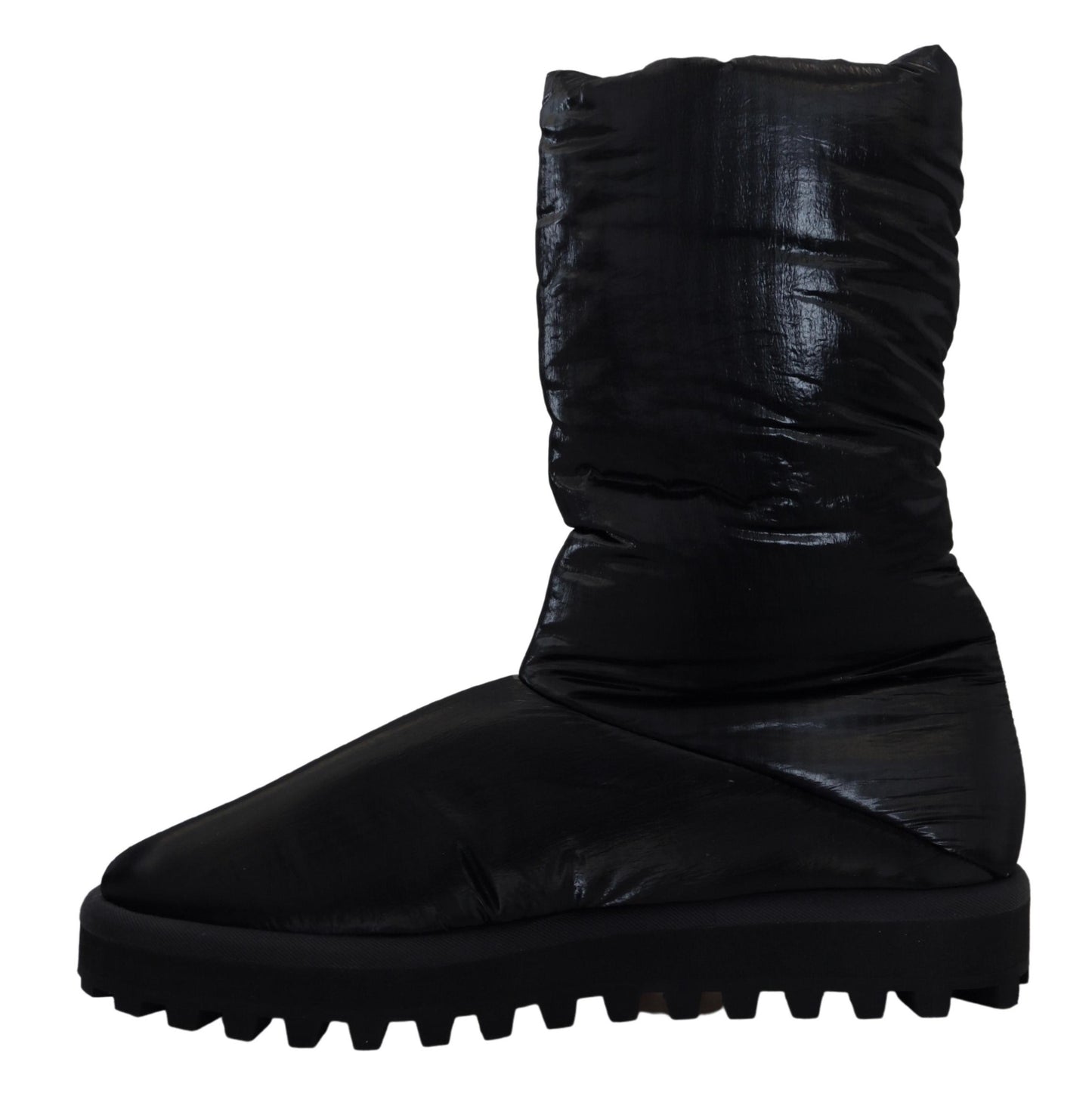 Dolce & Gabbana Elegante Mid-Calf-Stiefel aus schwarzem Polyester