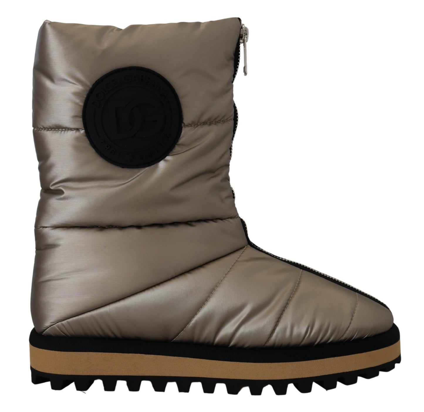 Dolce & Gabbana Silber Platino Mid Calf Designer Stiefel