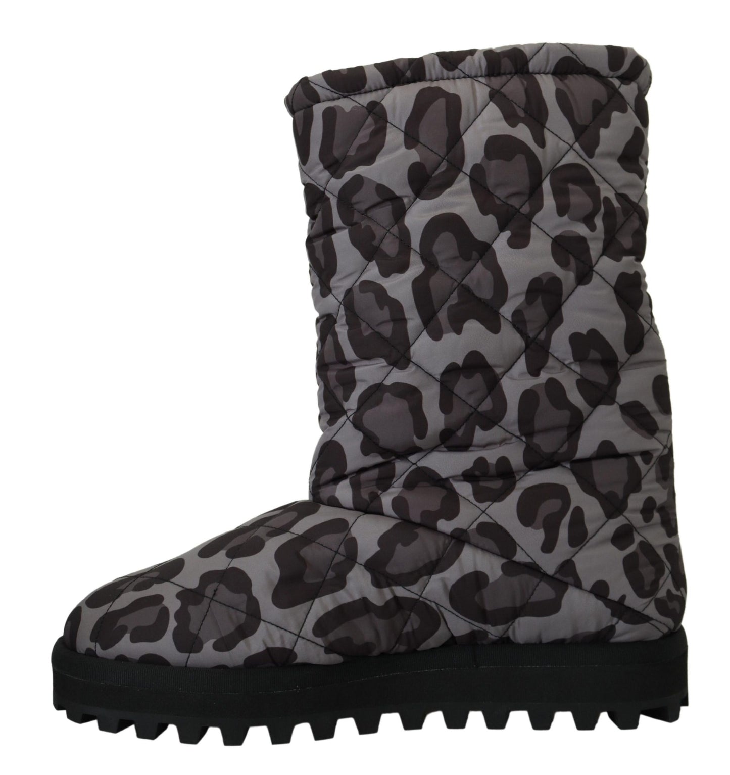 Dolce & Gabbana Elegante graue Leopardenstiefel mit mittlerer Wade