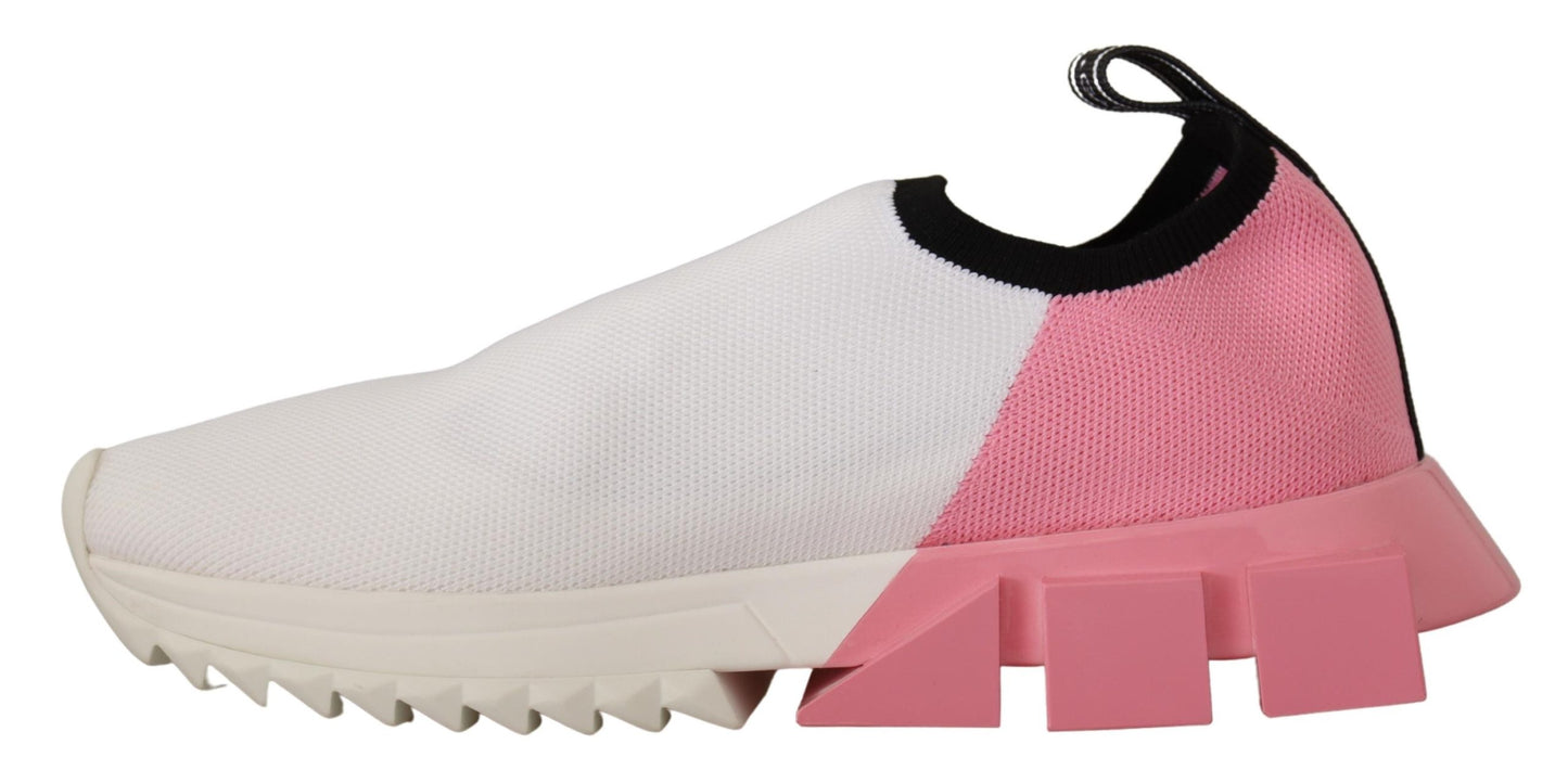 Dolce & Gabbana Elegante Sorrento Slip-On Sneakers in Weiß & Rosa