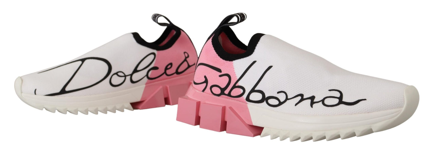 Dolce & Gabbana Elegante Sorrento Slip-On Sneakers in Weiß & Rosa