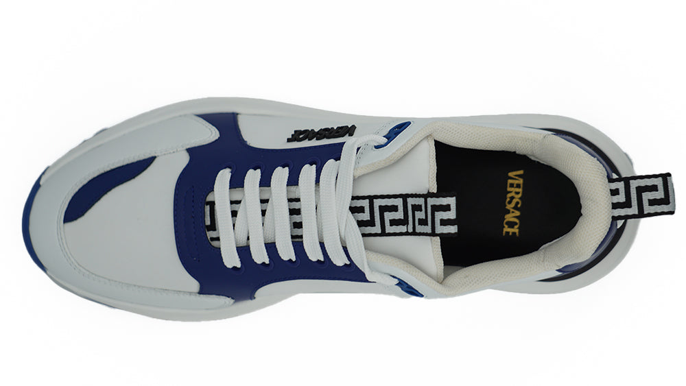 Versace Elegante Leder-Sneakers in Blau und Weiß