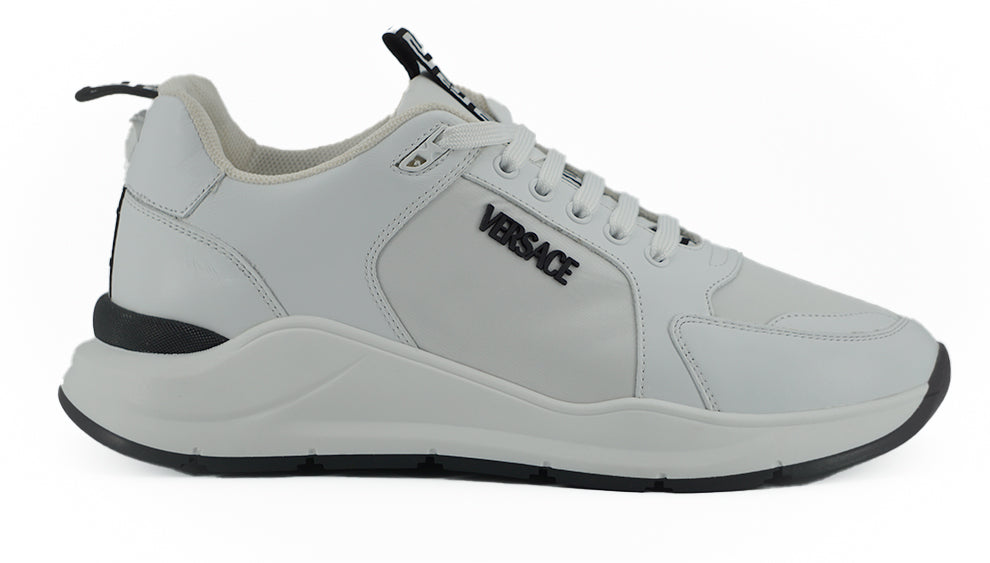 Versace Glatte weiße Kalbsleder-Sneakers