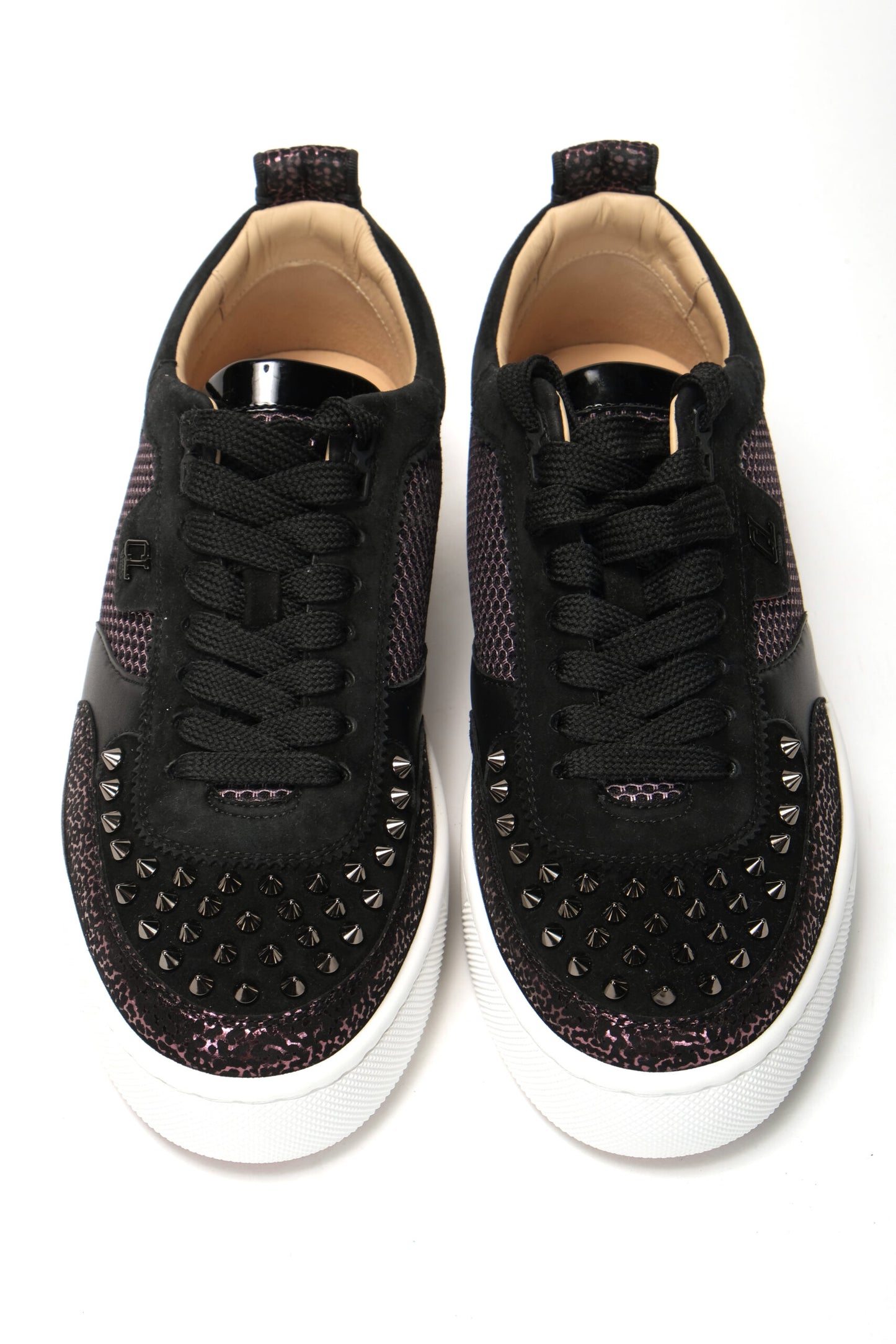 Christian Louboutin Version Schwarz Happy Rui Spikes Flache Schuhe