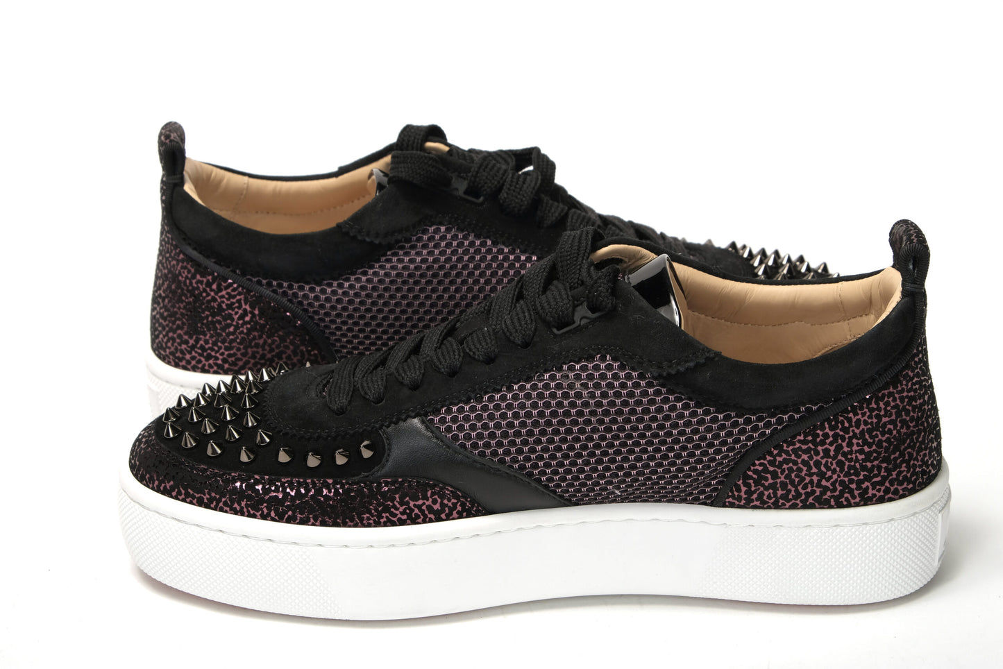 Christian Louboutin Version Schwarz Happy Rui Spikes Flache Schuhe