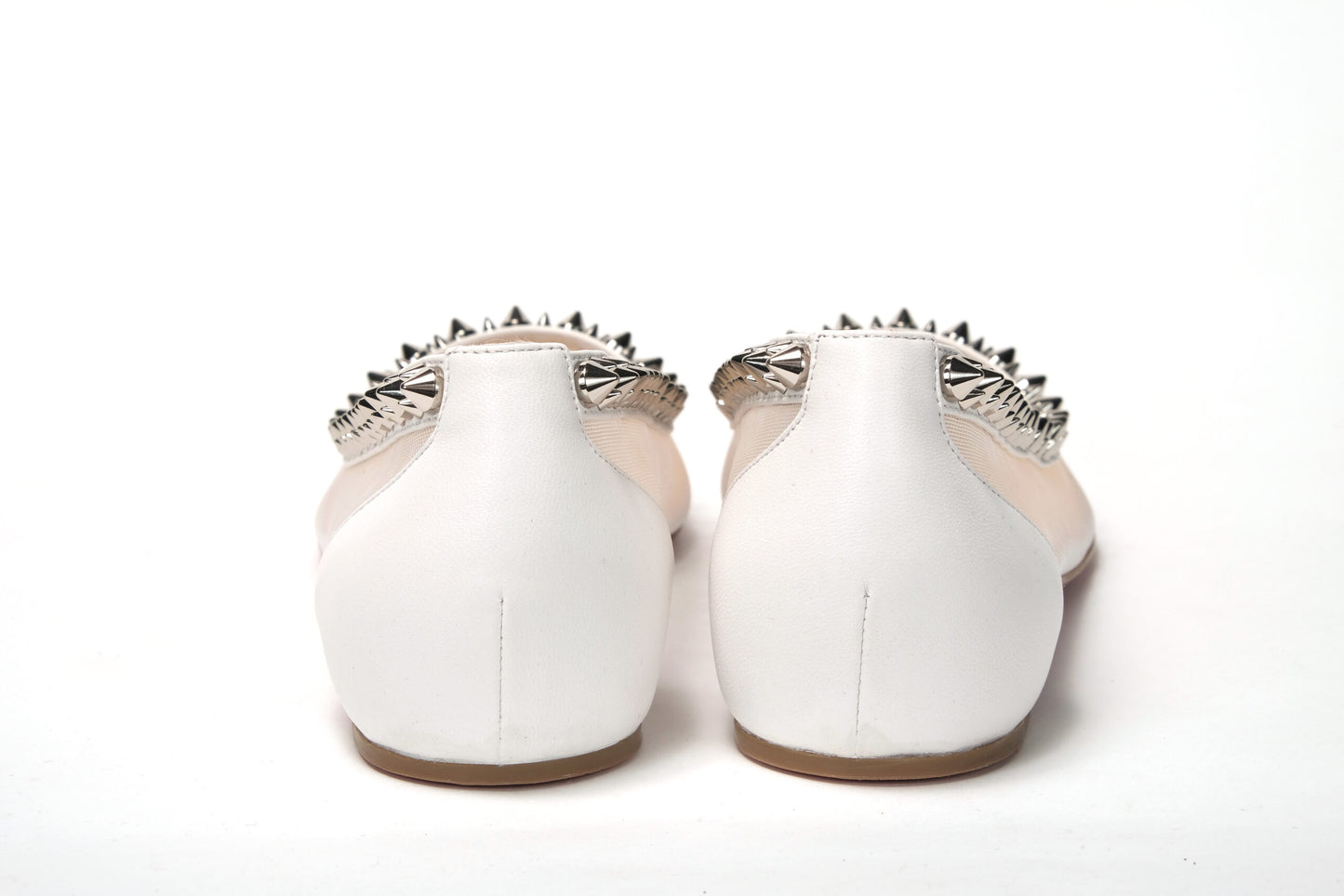 Christian Louboutin Bianco Weiß Silber Flache Spitze Zehe Schuh