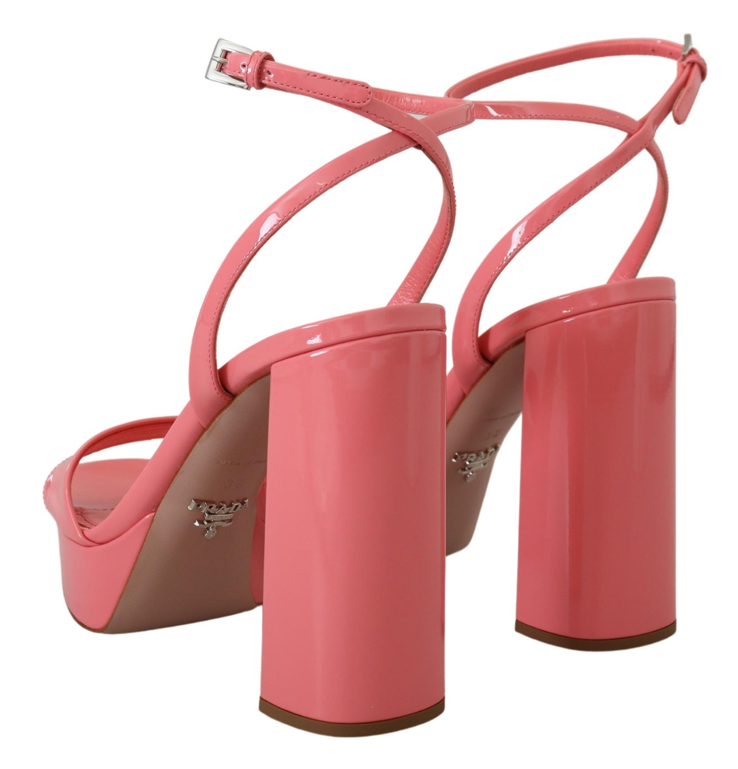 Prada Schicke rosa Lackleder Plateausandalen