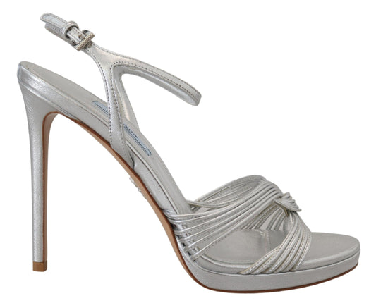 Prada Elegante Silber Stiletto Heels Sandalen