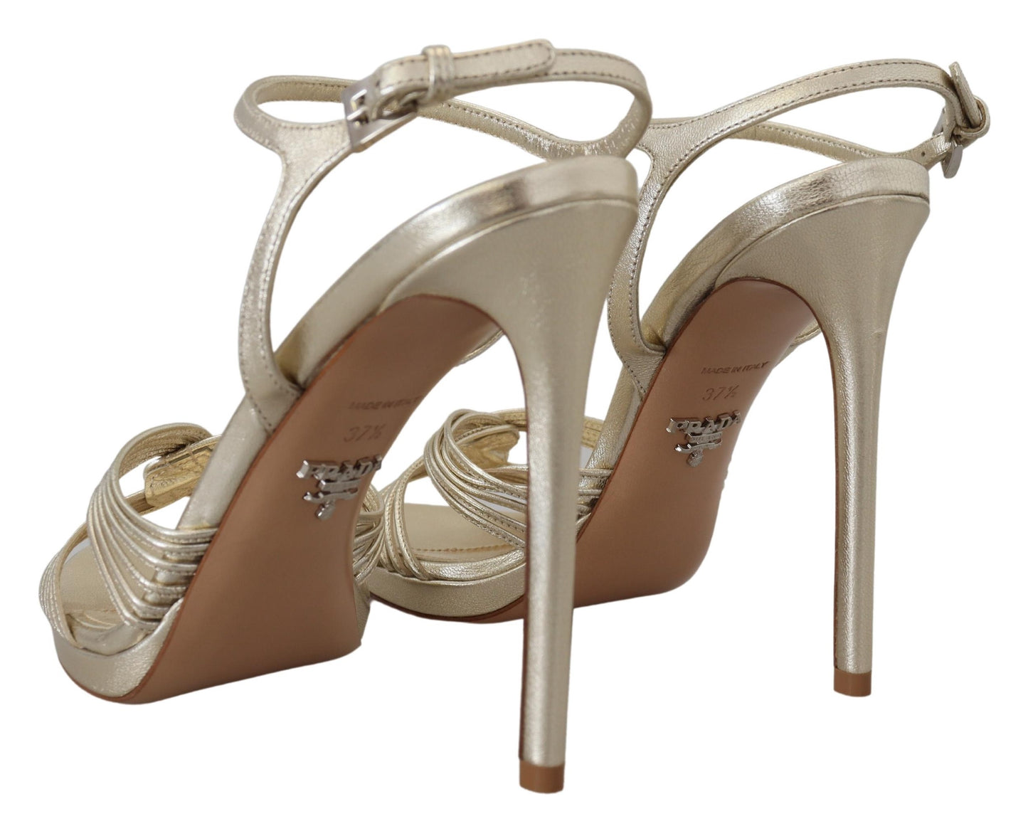 Prada Elegante goldene Stiletto-Sandalen