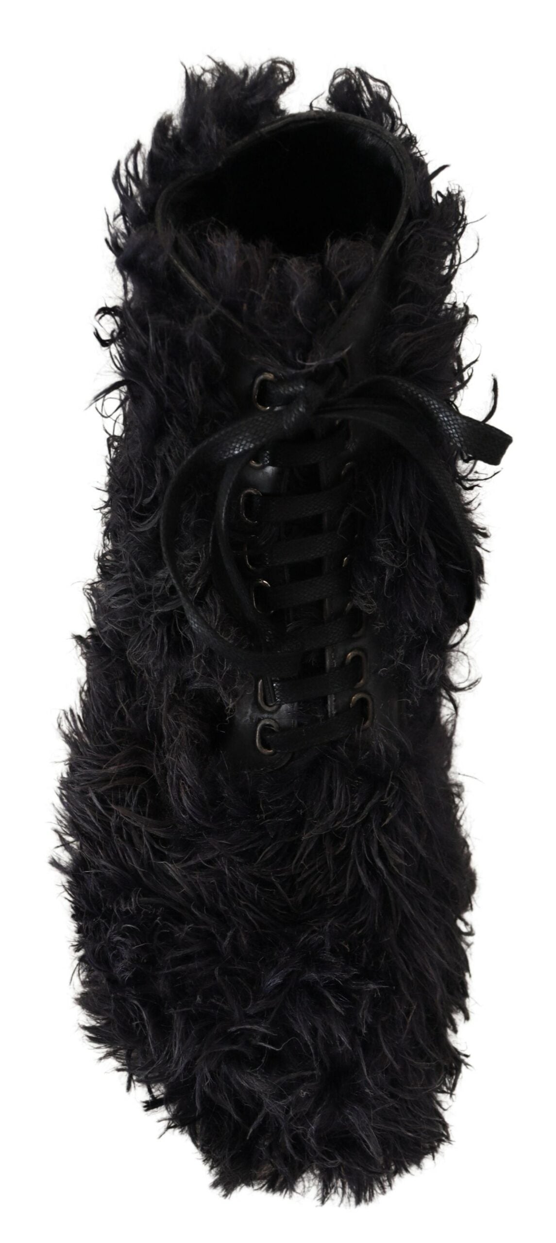 Dolce & Gabbana Schwarze Leder-Shearling-Stiefel