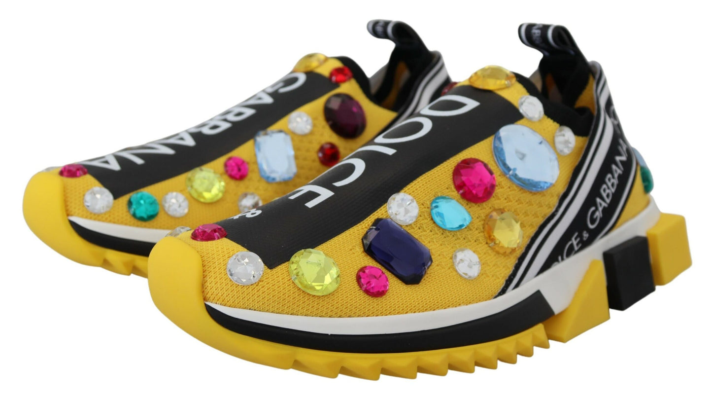 Dolce & Gabbana Exquisite gelbe Techno-Gewebe-Sneakers