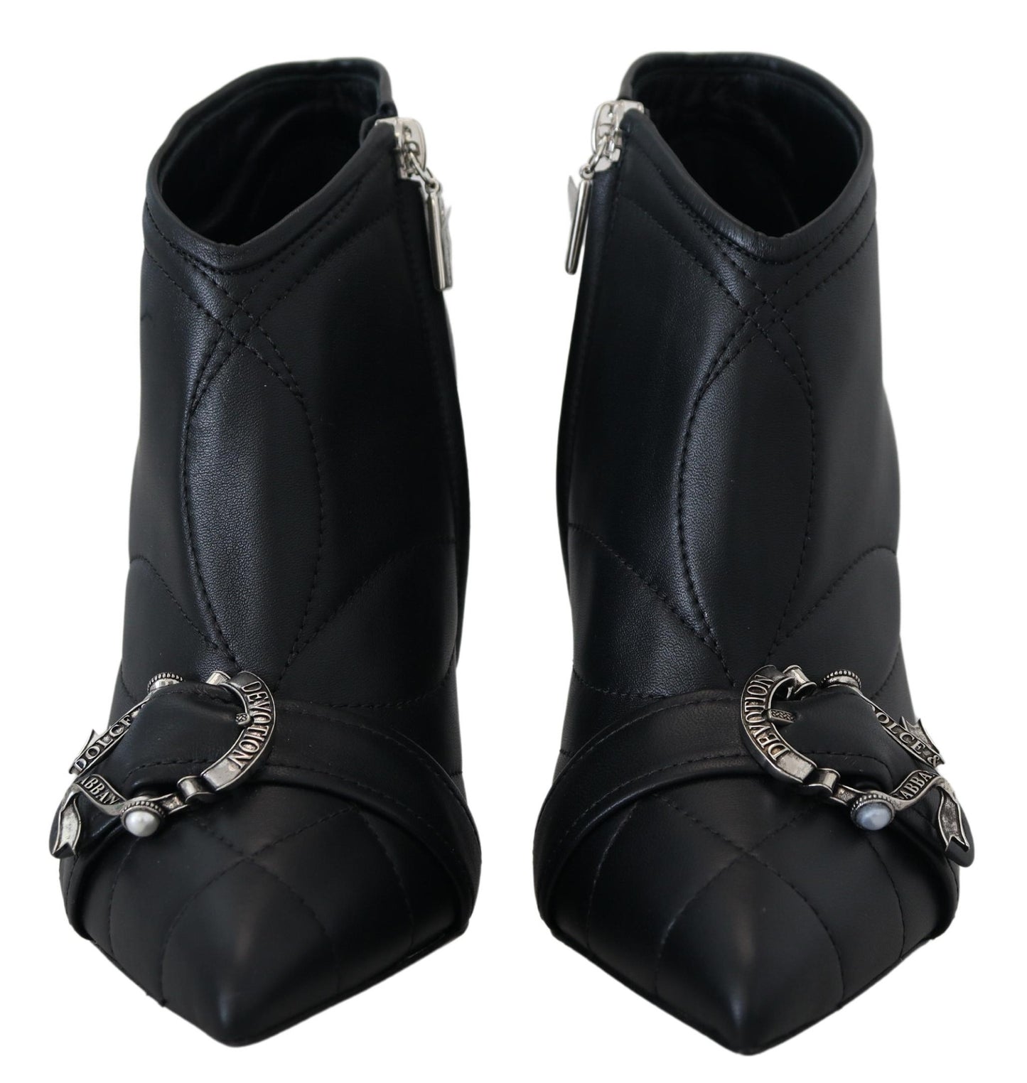 Dolce & Gabbana Elegante schwarze gesteppte Lederstiefel