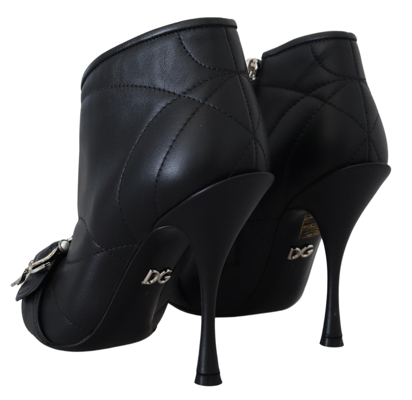 Dolce & Gabbana Elegante schwarze gesteppte Lederstiefel