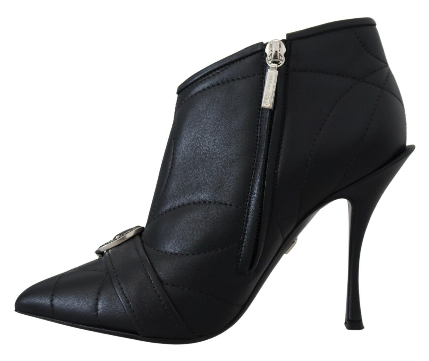 Dolce & Gabbana Elegante schwarze gesteppte Lederstiefel