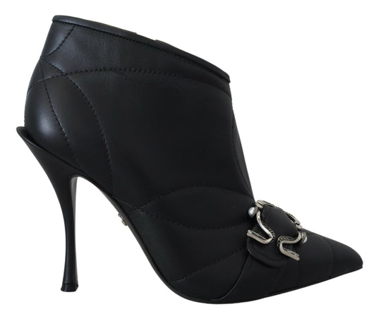 Dolce & Gabbana Elegante schwarze gesteppte Lederstiefel