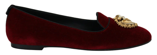 Dolce & Gabbana Bordeaux Samt Devotion Loafers