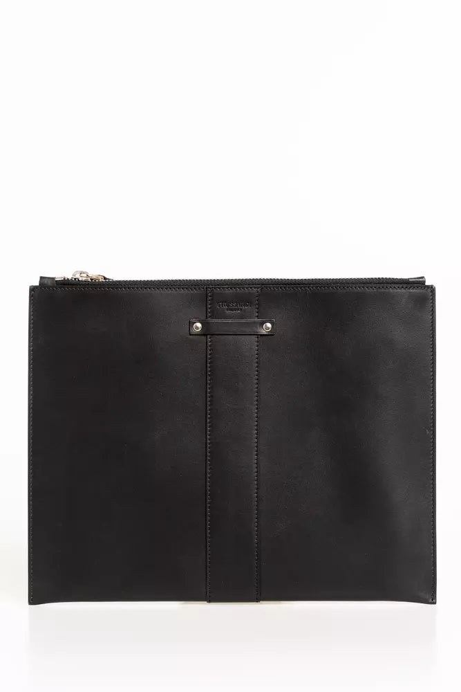 Trussardi Schwarzes Leder Herren Portemonnaie