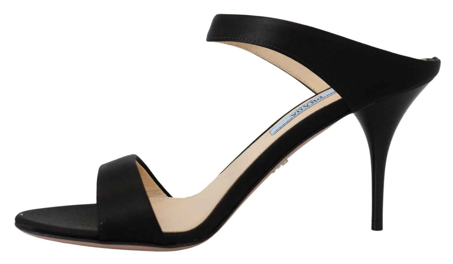 Prada Elegante Schwarze Leder Heels Pumps