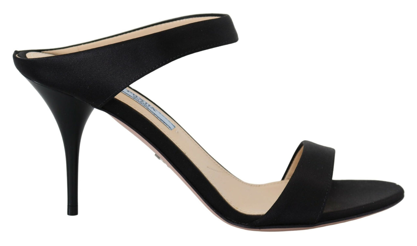 Prada Elegante Schwarze Leder Heels Pumps