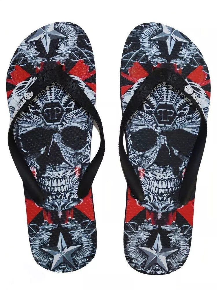 Philipp Plein Schicke Multicolor Grafik Flip Flops für Frauen