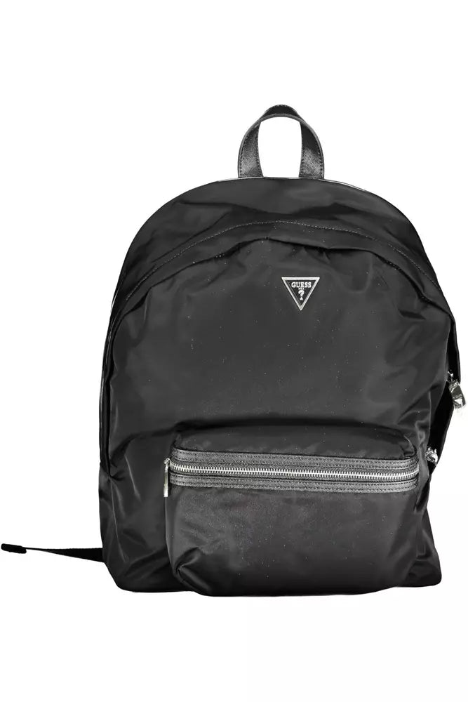 Guess Jeans Schlanker schwarzer Nylon-Rucksack mit Laptop-Fach