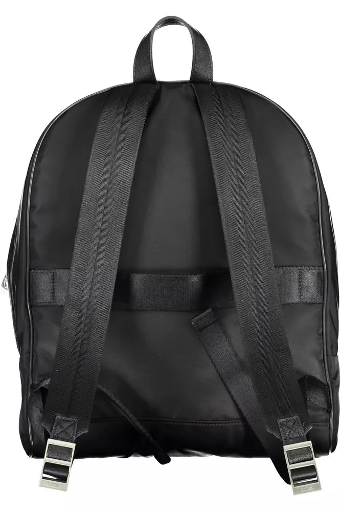 Guess Jeans Schlanker schwarzer Nylon-Rucksack mit Laptop-Fach