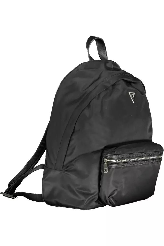 Guess Jeans Schlanker schwarzer Nylon-Rucksack mit Laptop-Fach