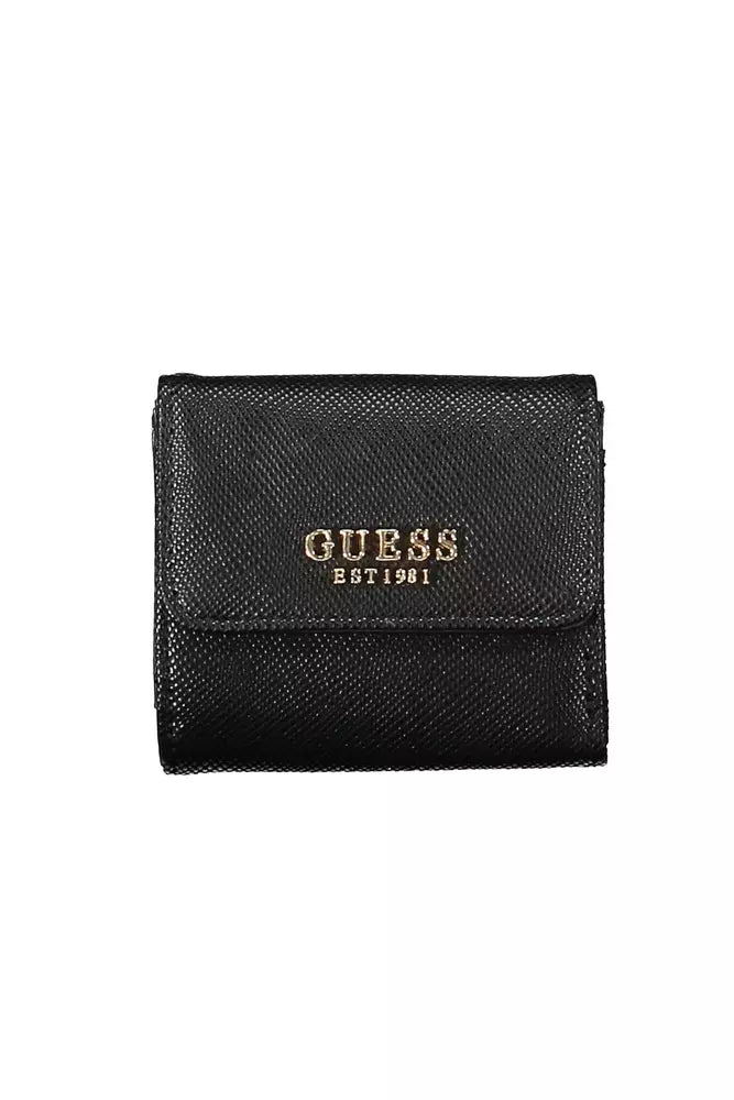 Guess Jeans Elegantes Portemonnaie aus schwarzem Polyethylen mit Logo