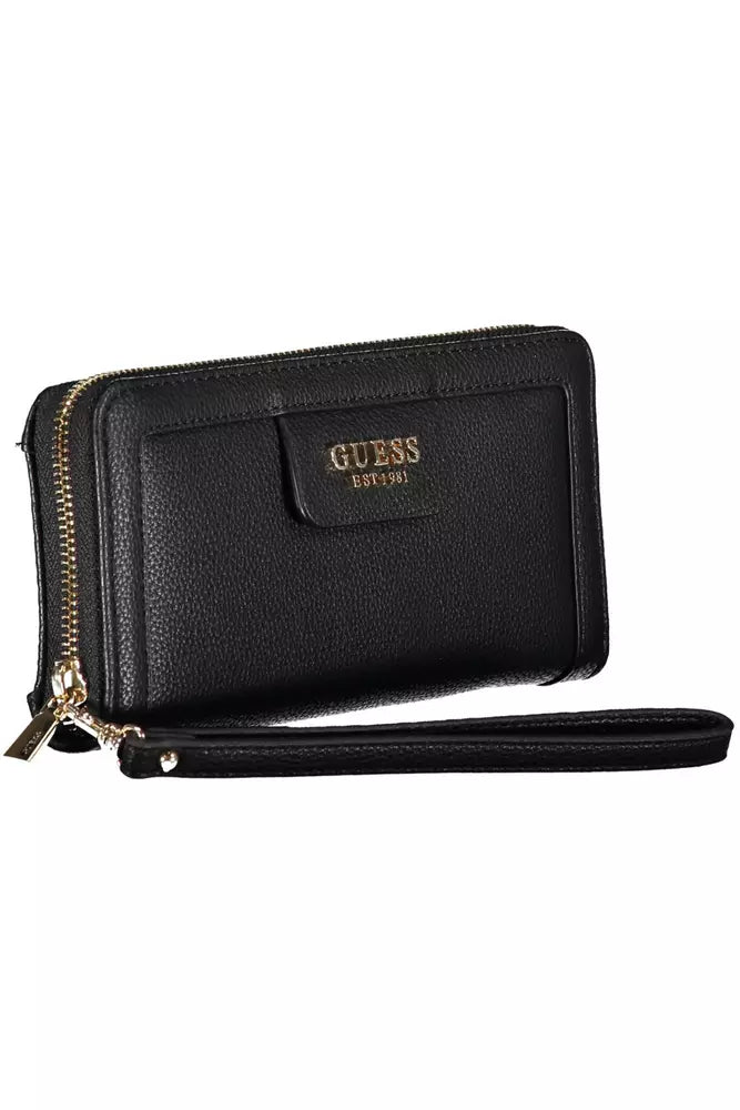 Guess Jeans Schicke schwarze Brieftasche mit mehreren Fächern