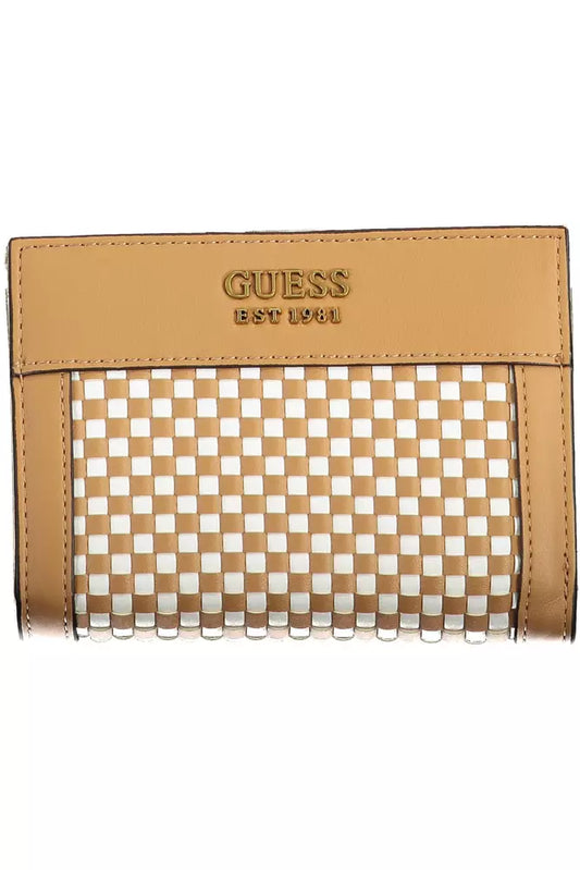 Guess Jeans Elegantes braunes Kompaktportemonnaie mit sicherem Verschluss