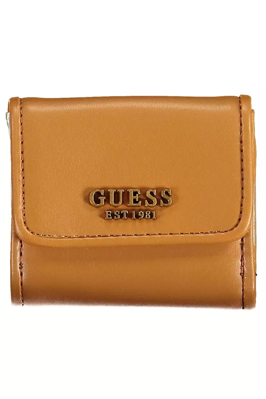 Guess Jeans Schicke braune Brieftasche mit Schnappverschluss und kontrastierender Verzierung