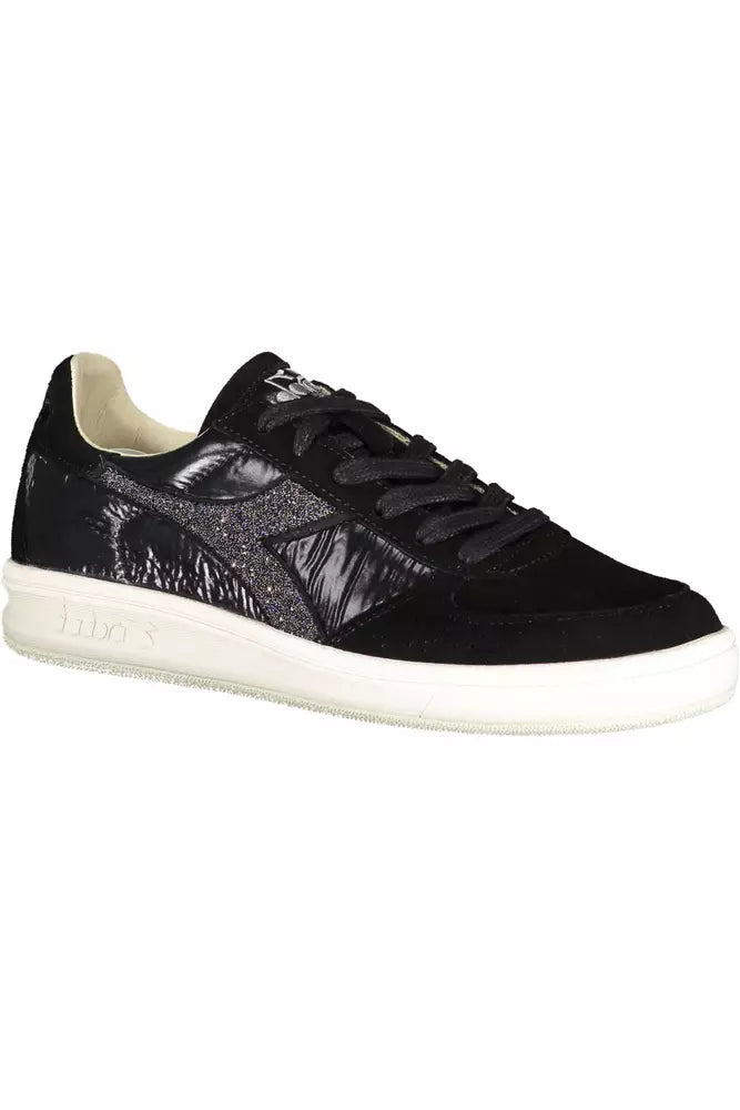 Diadora Elegante schwarze Sneakers mit Swarovski-Kristallen