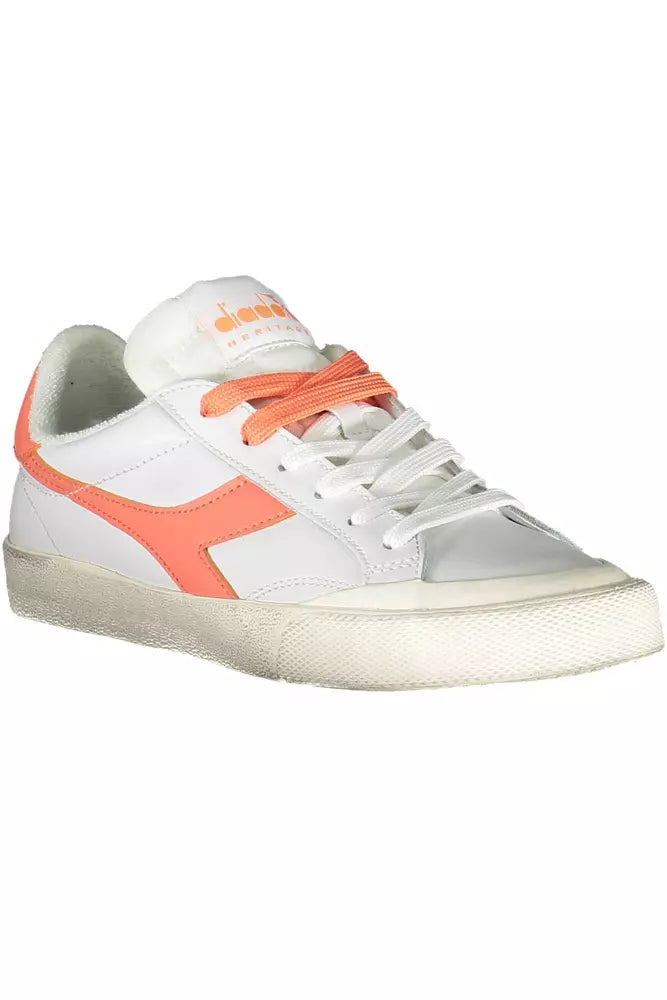 Diadora Elegante weiße Leder-Schnürsenkel-Sneakers