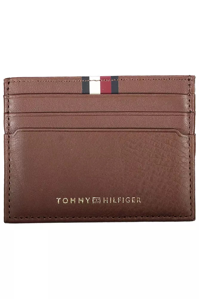 Tommy Hilfiger Braunes Leder Portemonnaie für Männer