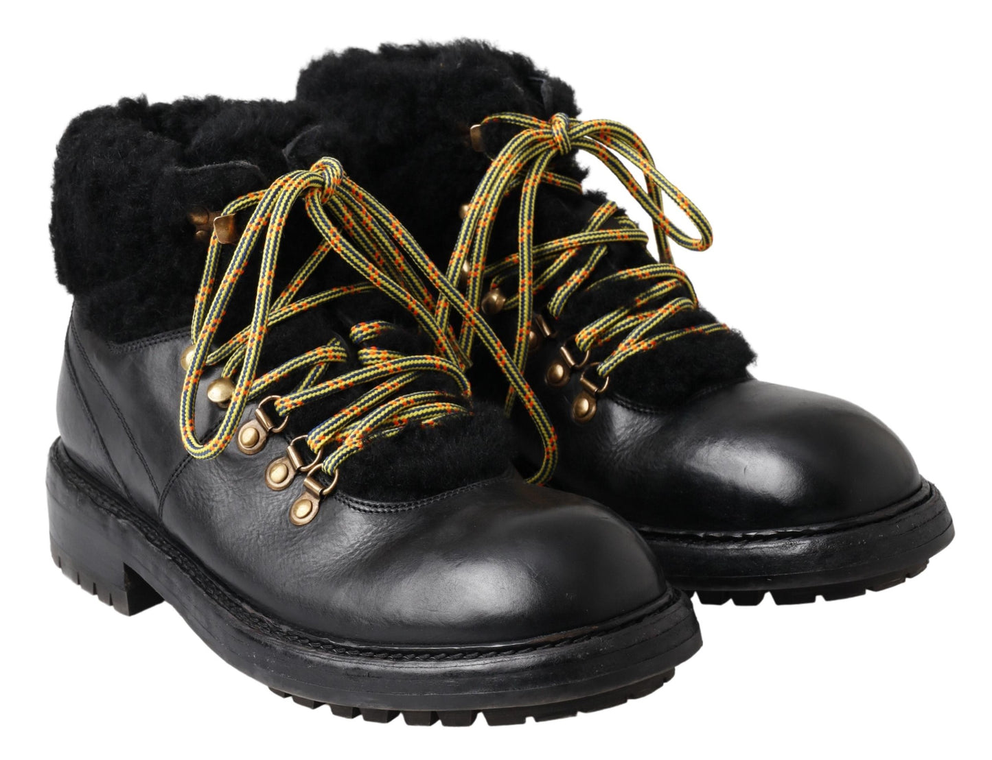 Dolce & Gabbana Elegante Lederstiefel im Shearling-Stil für Männer