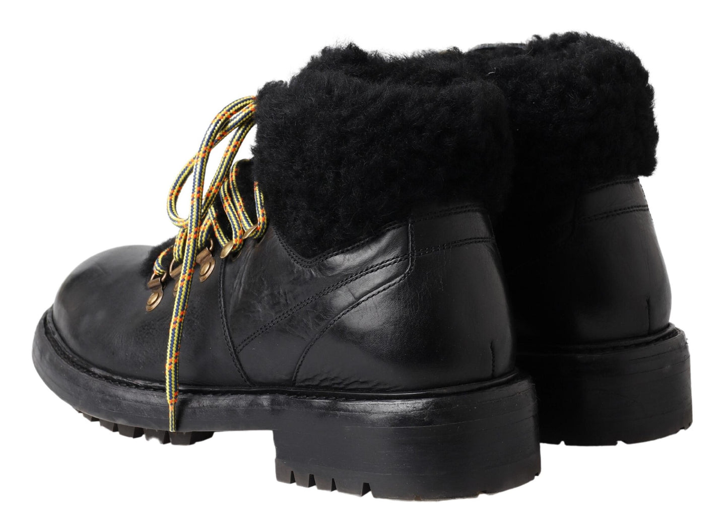 Dolce & Gabbana Elegante Lederstiefel im Shearling-Stil für Männer