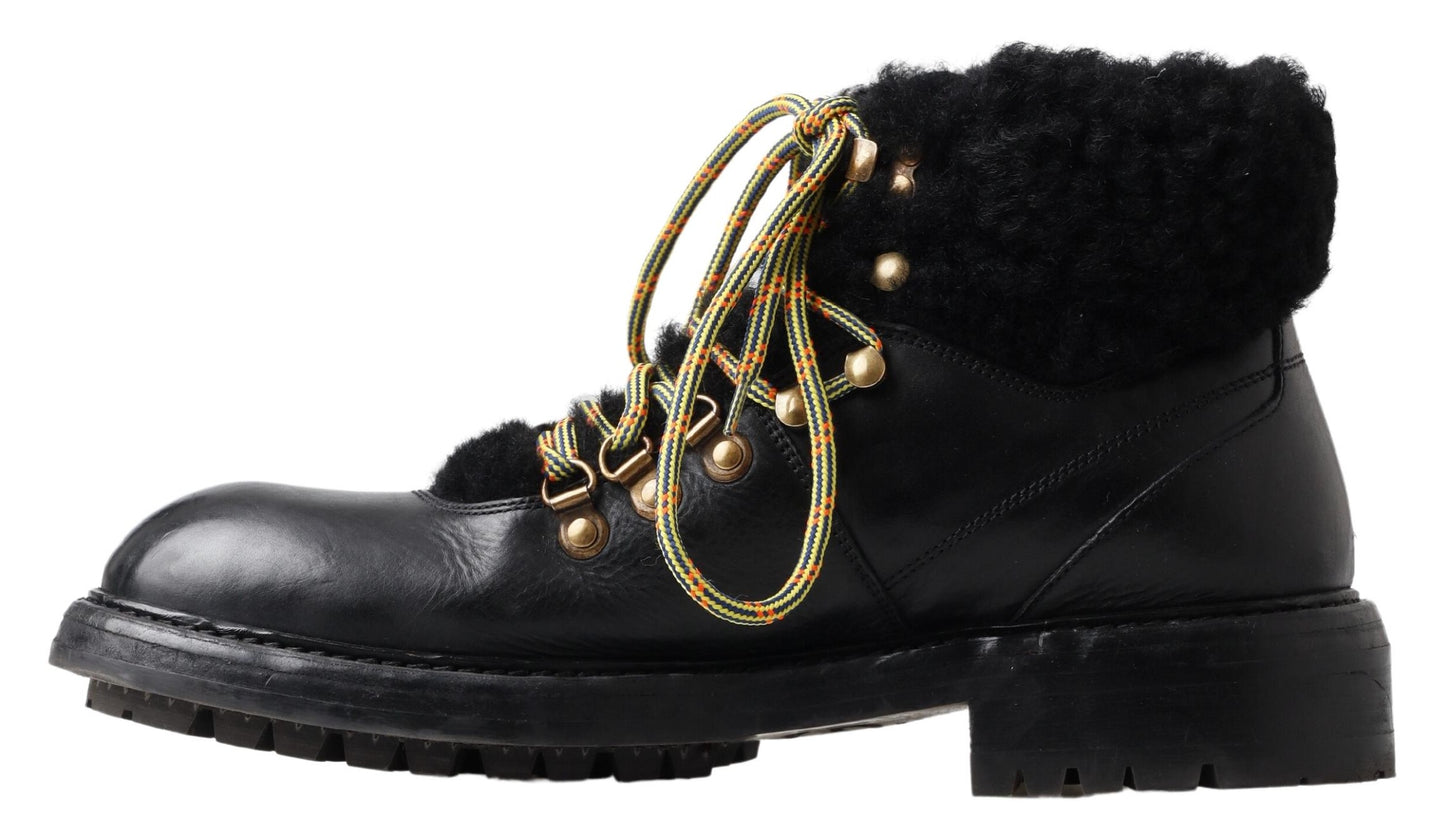 Dolce & Gabbana Elegante Lederstiefel im Shearling-Stil für Männer