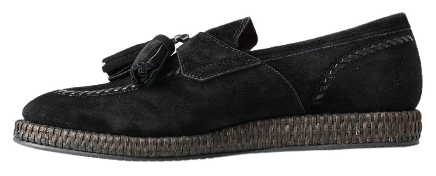 Dolce & Gabbana Elegante Schwarze Wildleder Espadrilles Sneakers