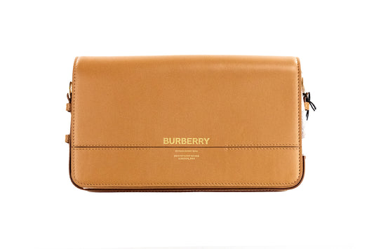 Burberry Grace Small Nutmeg Glattleder Klappe Crossbody Clutch Handtasche Geldbörse