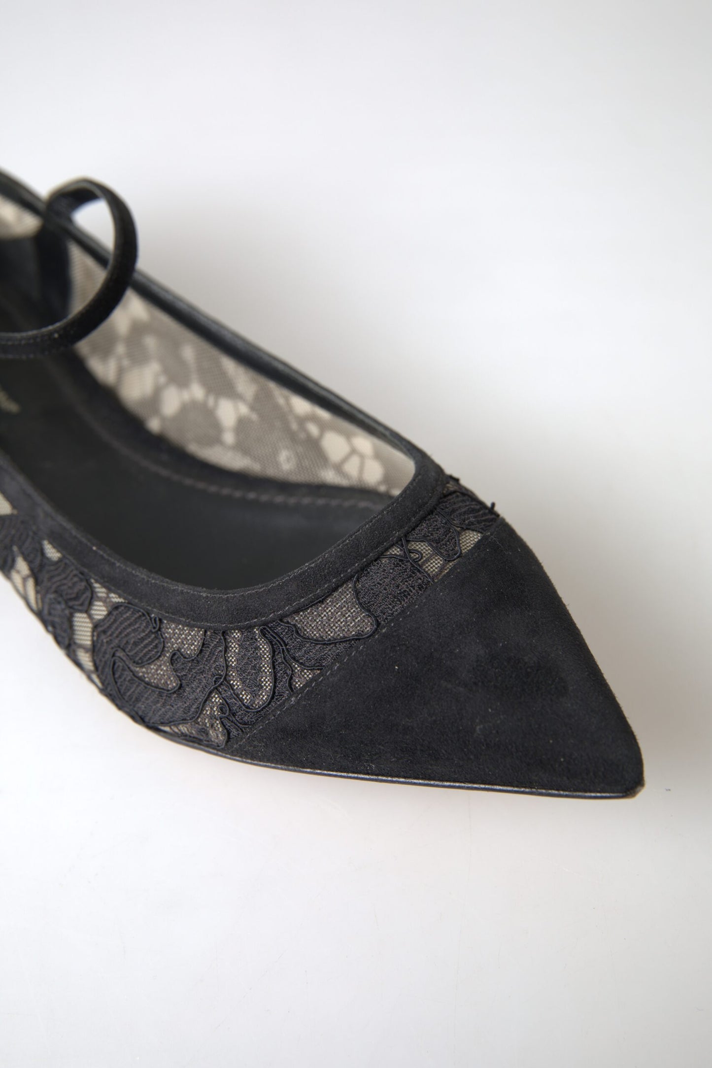 Dolce & Gabbana Elegante Schwarze Spitze Flats