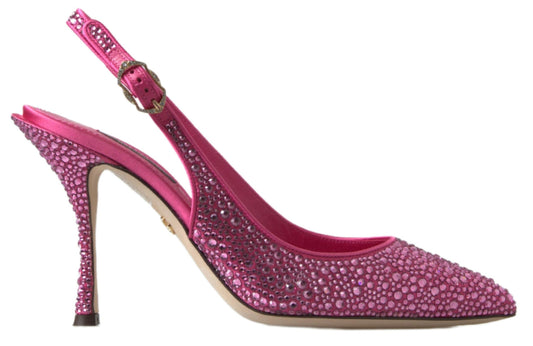 Dolce & Gabbana Elegante Slingback Heels aus rosa Seidenmischung