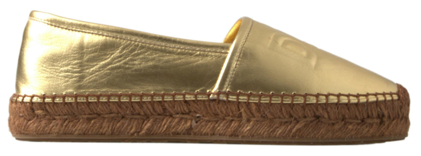 Dolce & Gabbana Goldene Eleganz Espadrilles aus Leder