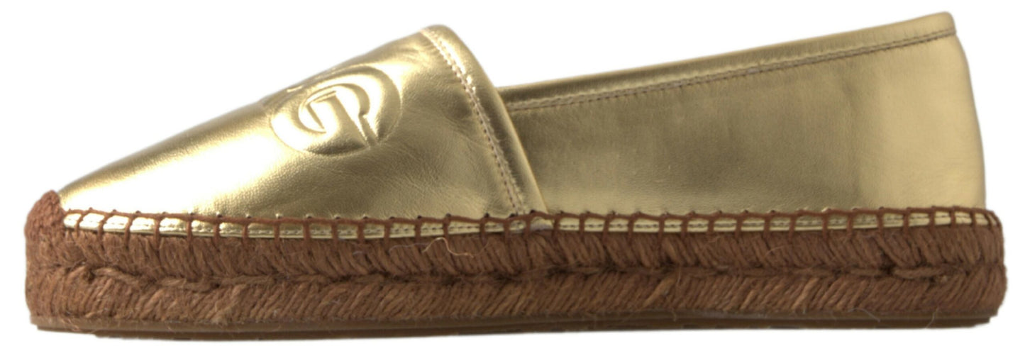 Dolce & Gabbana Goldene Eleganz Espadrilles aus Leder