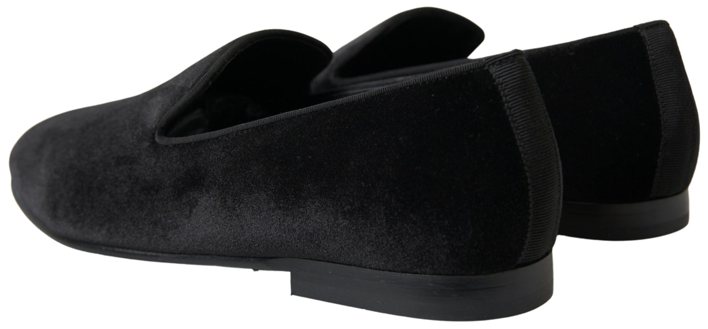 Dolce & Gabbana Elegante schwarze Loafers aus Samt für Männer