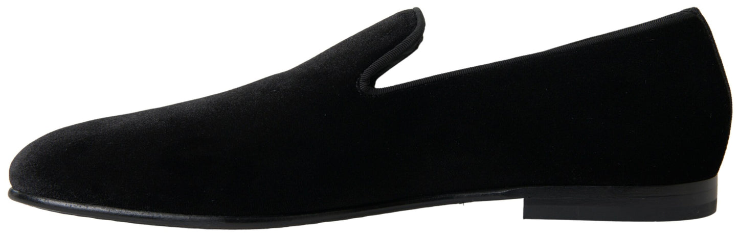 Dolce & Gabbana Elegante schwarze Loafers aus Samt für Männer