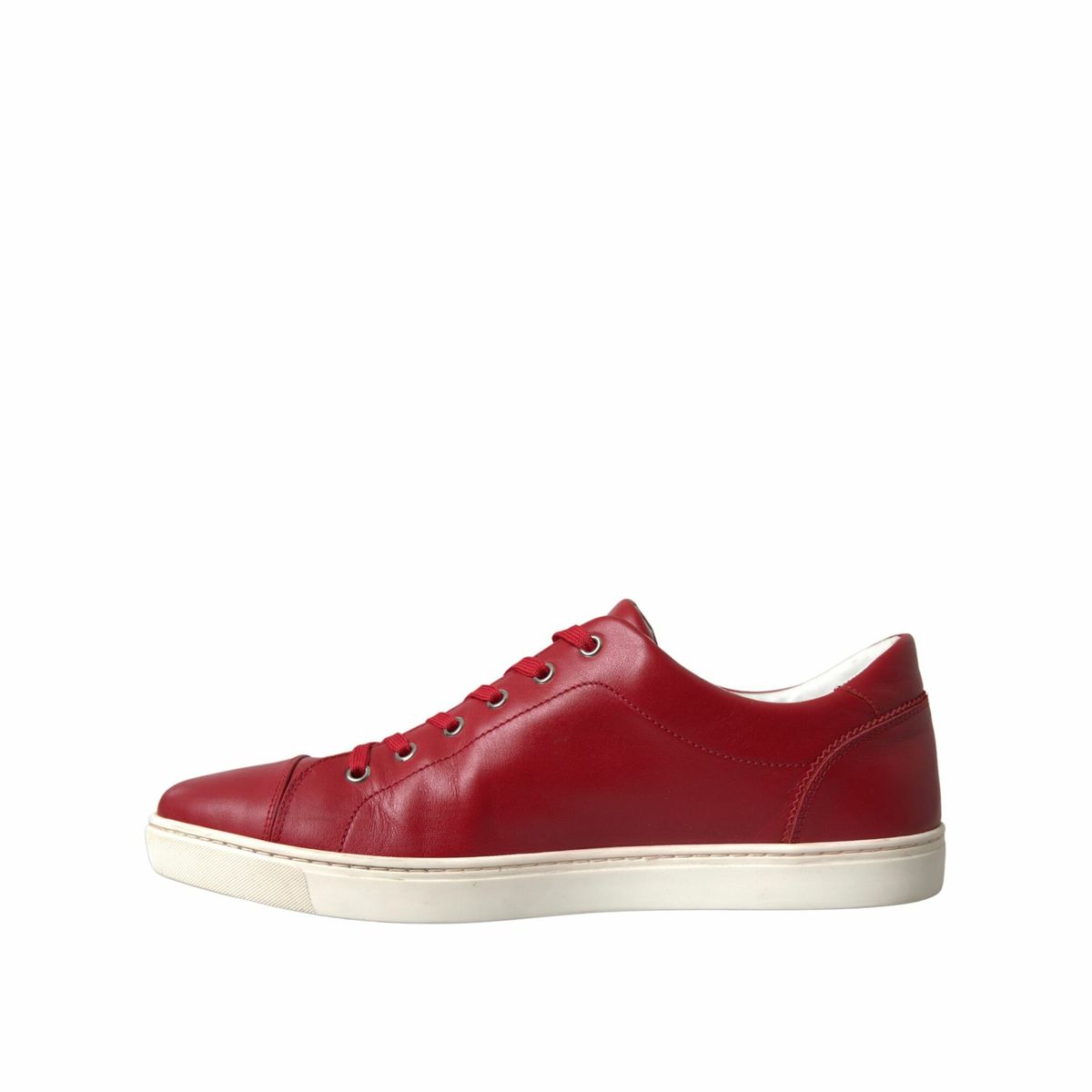 Dolce & Gabbana Elegante rote Leder-Low-Top-Sneakers