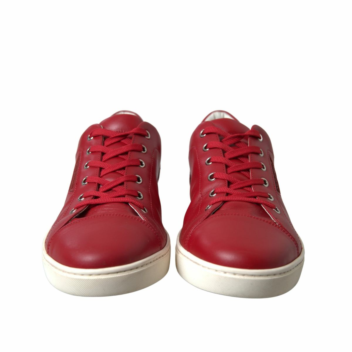 Dolce & Gabbana Elegante rote Leder-Low-Top-Sneakers