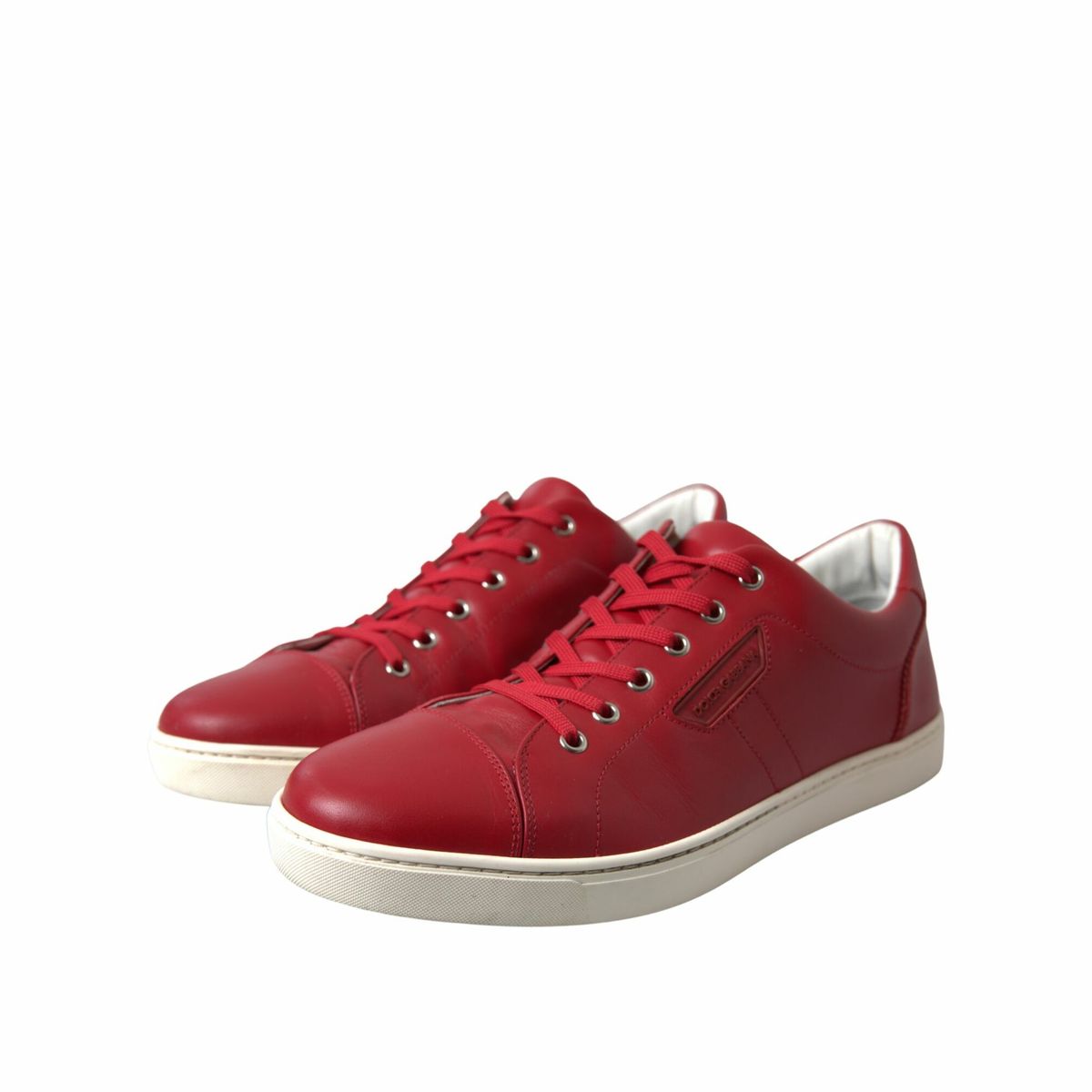 Dolce & Gabbana Elegante rote Leder-Low-Top-Sneakers