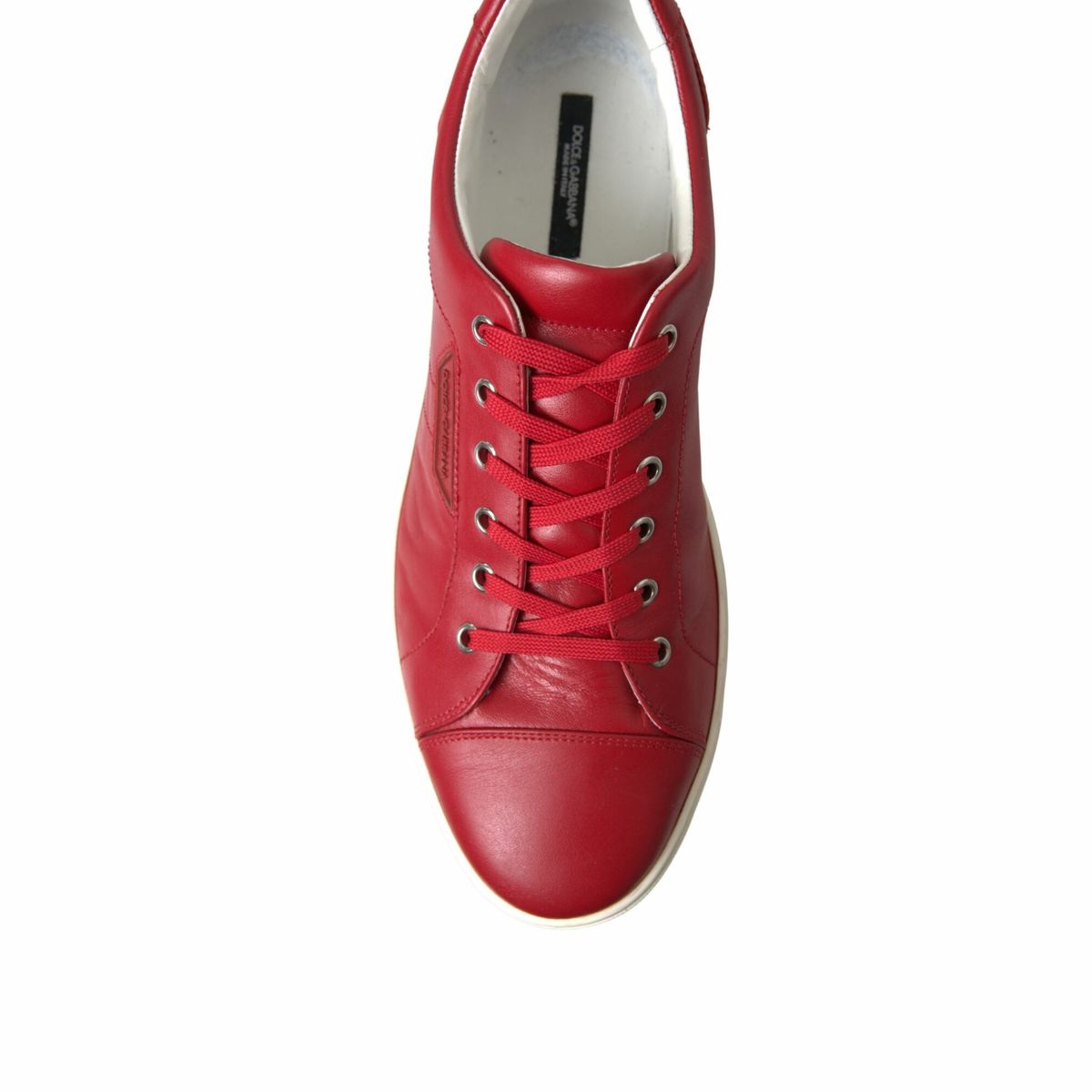 Dolce & Gabbana Elegante rote Leder-Low-Top-Sneakers